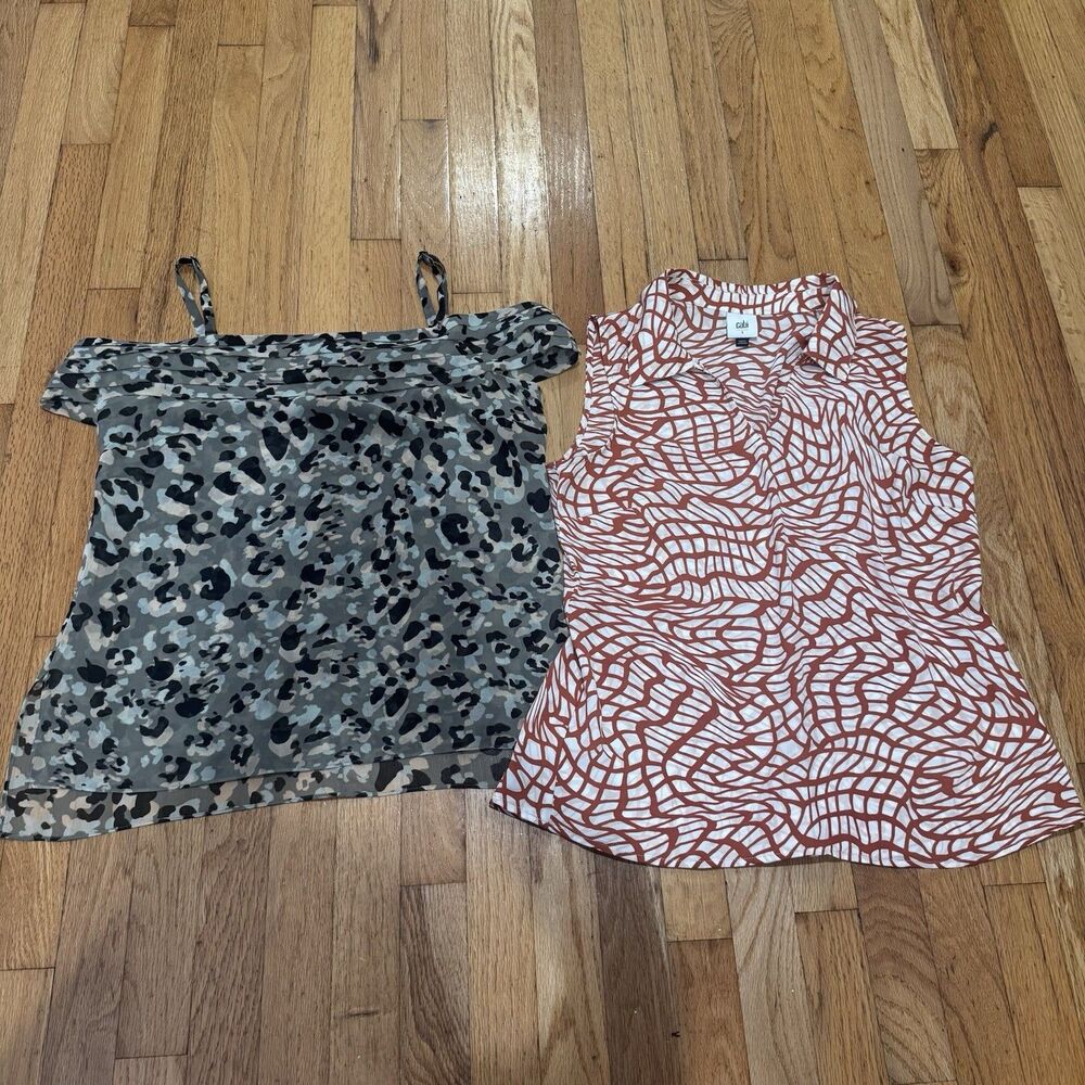 Cabi Tops Lot of 2 Womens Size Small Blouse Sheer off shoulder sleeveless bundle